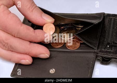 cambio, cent, borsa, conversione, convertire, soldi, centesimi, portafoglio Foto Stock