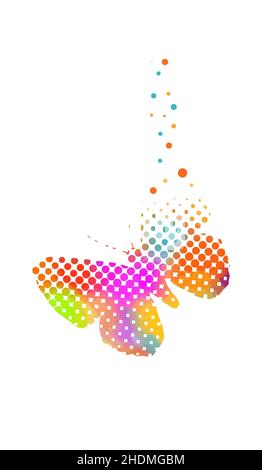 Farfalla multicolore astratto. Una farfalla fatta di puntini. Illustrazione vettoriale Illustrazione Vettoriale