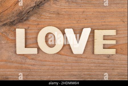 amore, lettere in legno, amori, lettera in legno Foto Stock