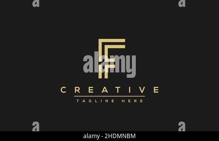 Design esclusivo e moderno con lettera F del logo dell'alfabeto creativo, icona vettoriale con iniziali F monogramma FF minimalista Illustrazione Vettoriale