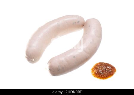 senape dolce, weisswurst, mostarde dolci, weisswursts Foto Stock