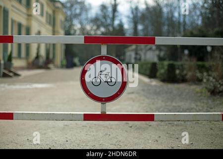 in bicicletta, non entrare nel segno, non entrare nel segno, divieto Foto Stock