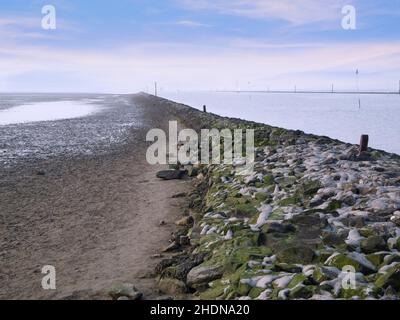 mare del nord, bassa marea, marea, bensersiel, mare del nord, maree basse, maree, mensersiels Foto Stock