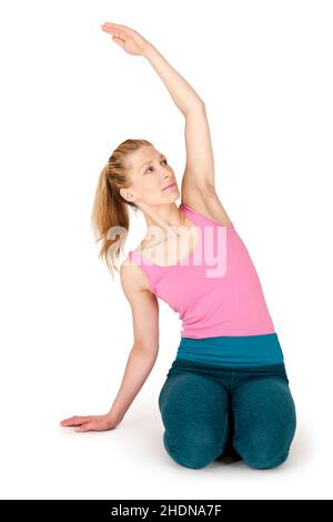stretching, yoga, ginnastica, stretching, yoga, esercizio fisico, esercizio fisico, palestre, pilates Foto Stock