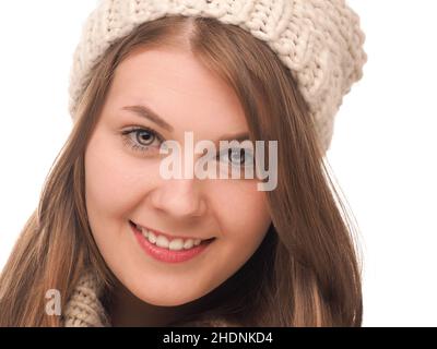 adolescente, ragazza, cappello di lana, adolescente, adolescente, adolescenti, adolescenti, ragazze, cappelli di lana Foto Stock