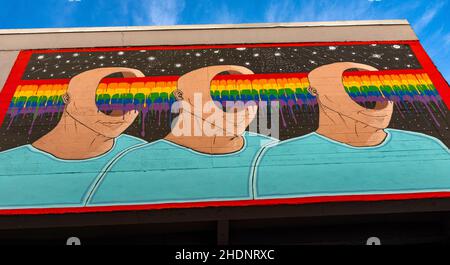 Wall art in Albuquerque vicolo, New Mexico Foto Stock