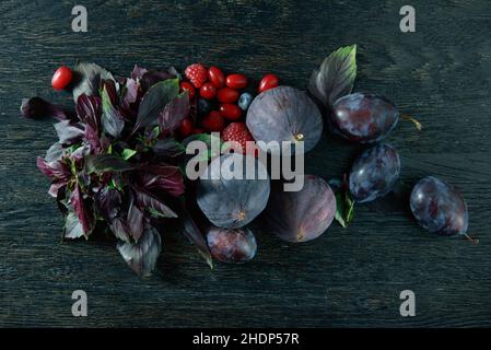 frutta, susina, fichi, frutta, prugne, fig Foto Stock