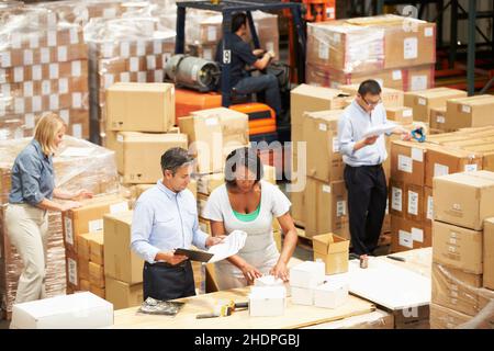 logistica, magazzino, imballaggio, addetto al magazzino, società di ordini postali, logistica, commercio, magazzini, magazzini Foto Stock