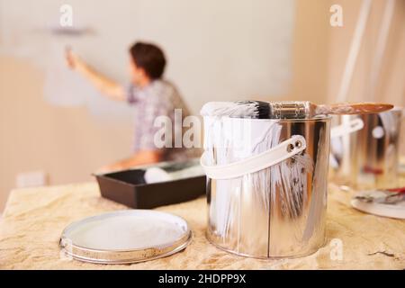 eliminare, rimodellare, pittura di parete, elimina, miglioramento domestico, pitture di parete Foto Stock