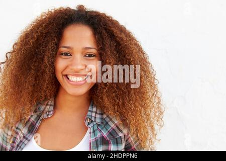 donna, capelli ricci, afroamericano, femmina, signore, donna, ricci, ricci, capelli ricci, afroamericani Foto Stock