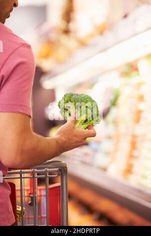 shopping, broccoli, supermercato, broccoli, supermercati Foto Stock