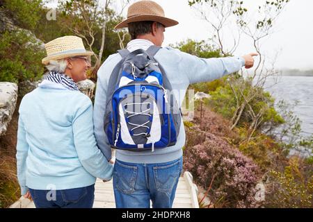 passeggiata, escursioni, coppia più anziana, passeggiate, coppie più anziane Foto Stock
