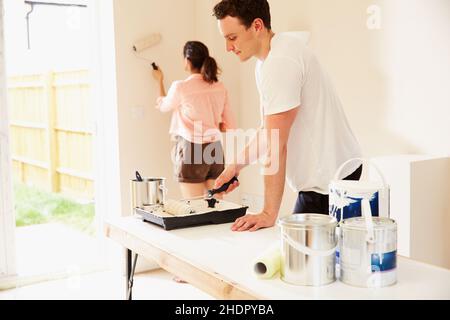 elimina, dipinge, rimodellamento, miglioramento casa, elimina, vernici, miglioramenti domestici Foto Stock