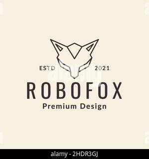 linea testa robot fox logo design vettore grafico simbolo icona illustrazione idea creativa Illustrazione Vettoriale