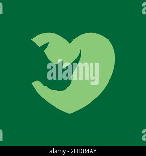 testa rinoceronte con logo di forma d'amore disegno vettoriale simbolo grafico icona illustrazione idea creativa Illustrazione Vettoriale