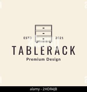 linea tavolo rack minimalista logo design vettoriale grafico simbolo icona illustrazione idea creativa Illustrazione Vettoriale