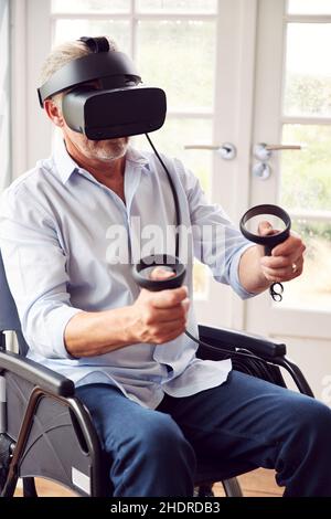 realtà virtuale, disabilitata, realtà simulata al computer, multimedia immersiva, simulatori di realtà virtuale, vr, non attivabile Foto Stock