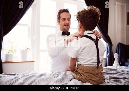 padre, festivo, figlio, vestito, papà, padri, fessi, figli Foto Stock