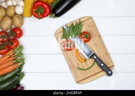 vegetali, preparazione, tagliere, ortaggi, preparazioni, taglieri Foto Stock