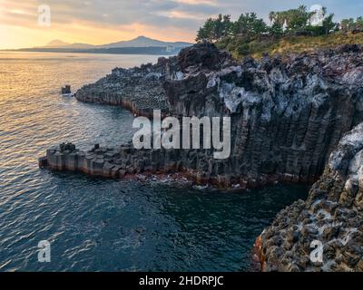 formazione rocciosa, corea del sud, jusangjeolli, jeju, formazioni rocciose, corea del sud Foto Stock