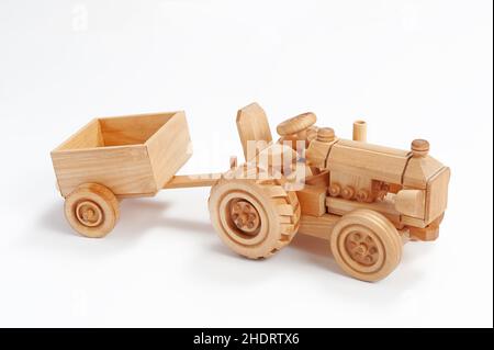 trattore, giocattoli in legno, trattori, giocattoli in legno, giocattoli in legno Foto Stock