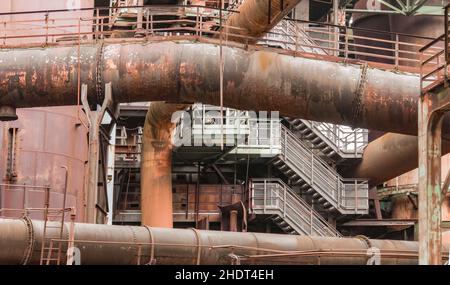 edilizia industriale, ruggine, tubolare, corrosione, edifici industriali, arrugginito, arrugginito, tubulari, corrosioni Foto Stock