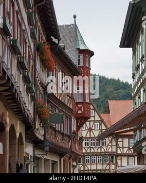 città vecchia, a graticcio, miltenberg, città antiche, a graticcio, timbereds Foto Stock