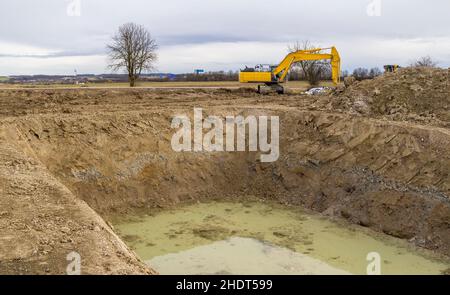 escavatore, scavo, lavori di terra, macchine movimento terra Foto Stock