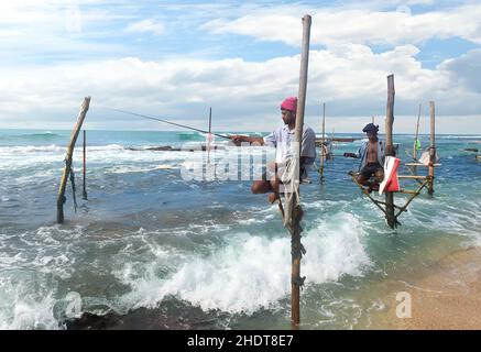 pesca, pescatore, sri lanka, pesca, pesca, ad angolo, a pesce, pescatori, sri lanka Foto Stock