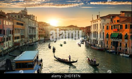 canale, gondola, venezia, vaporetto, canali, gondole, venices, vaporetti Foto Stock