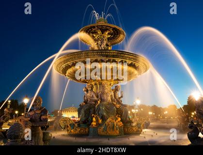 fontana, parigi, place de la concorde, fontaine des mers, fontane, place de la concordes Foto Stock