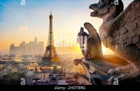 parigi, torre eiffel, chimera, torre eiffel, chimere Foto Stock