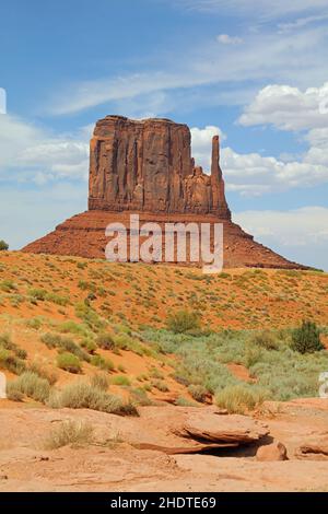 monument valley, midi ovest butte, valli monumento Foto Stock