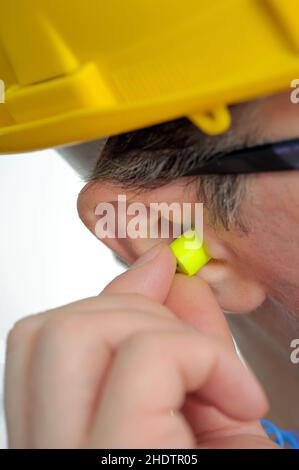 cuffie protettive, antirumore, tappi auricolari, cuffie antirumore, protezioni antirumore Foto Stock