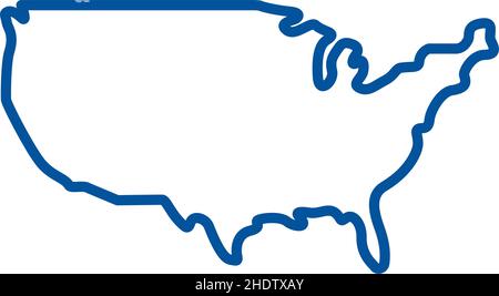Semplificato USA america mappa vettore di contorno isolato Illustrazione Vettoriale