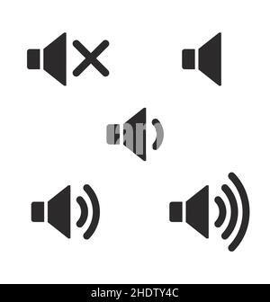 classic simple audio speaker icona impostare vari volumi e mute vettore isolato su sfondo bianco Illustrazione Vettoriale