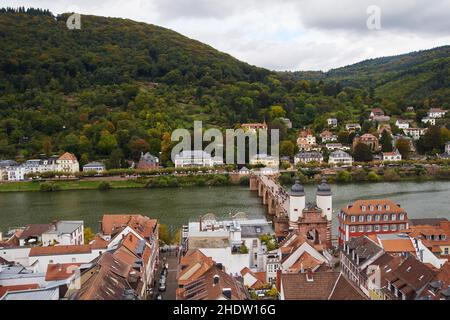 heidelberg, neckar, karl theodor-bridge, heidelberg, necari, karl-theodor-ponti Foto Stock