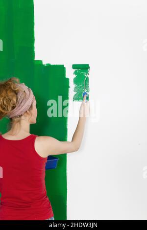 eliminare, rimodellare, pittura di parete, elimina, miglioramento domestico, pitture di parete Foto Stock