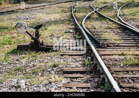 ferrovia, svincolo ferroviario, centralino, rotaie, svincoli ferroviari Foto Stock