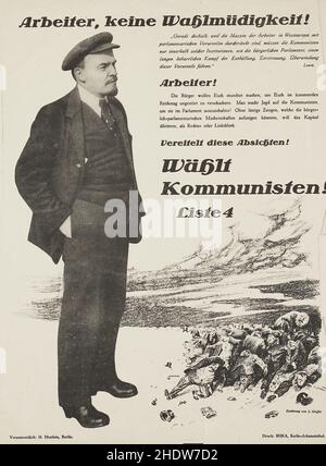 Volantino del Partito Comunista di Germania nel 1924. 'Lavoratori! Nessuna passività verso le elezioni!” Foto Stock