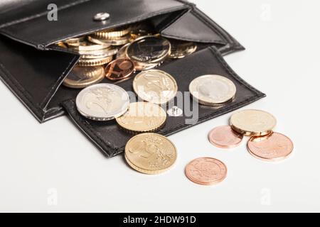 euro, cambio, denaro duro, conversione, convertire, soldi, soldi duri Foto Stock