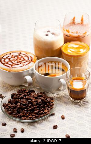caffè, chicchi di caffè, varianti di caffè, caffè, chicchi di caffè Foto Stock