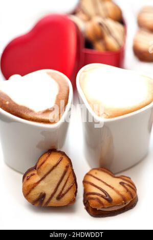 san valentino, biscotti, cappuccino, san valentino, san valentino, san valentino, biscotti, cappuccino, cappuccino, caffè Foto Stock