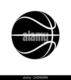 semplice basket nero palla basket con linee bianche icona simbolo simbolo vettore isolato su sfondo bianco Illustrazione Vettoriale