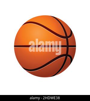 ombreggiato stilizzato classico arancione basket semplice illustrazione icona vettore isolato su sfondo bianco Illustrazione Vettoriale