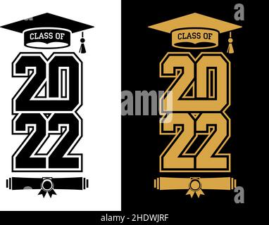 Classe di lettere di 2022 per il saluto, biglietto di invito. Testo per design di laurea, eventi di congratulazione, T-shirt, feste, liceo o laurea Illustrazione Vettoriale