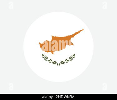 Bandiera nazionale circolare di Cipro. Bandiera nazionale cipriota circolare. Repubblica di Cipro pulsante forma circolare Banner. Illustrazione del vettore EPS. Illustrazione Vettoriale