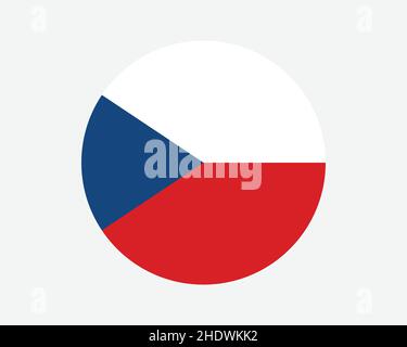 Bandiera nazionale circolare della Repubblica Ceca. Circolare Bandiera nazionale della Czechia. Banner pulsante Boemia a forma di cerchio. Illustrazione del vettore EPS. Illustrazione Vettoriale