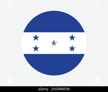 Honduras Round Country Flag. Bandiera nazionale del cerchio dell'Honduran. Repubblica di Honduras pulsante di forma circolare Banner. Illustrazione del vettore EPS Illustrazione Vettoriale