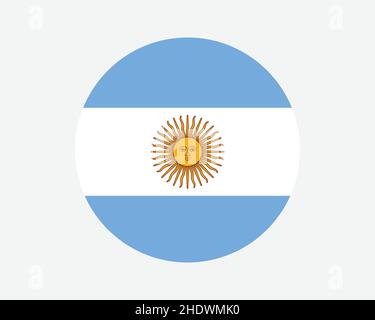 Bandiera nazionale del turno dell'Argentina. Bandiera nazionale argentina circolare. Banner pulsante a forma di cerchio della Repubblica Argentina. Illustrazione del vettore EPS. Illustrazione Vettoriale